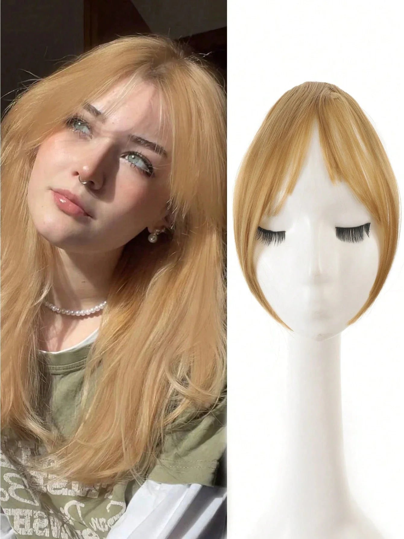 Clip-In Bangs Hair Extensions – Natural-Looking Synthetic Middle Part & French Side Bangs for Women
