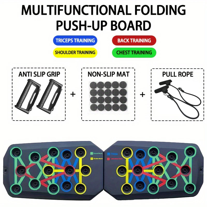 Foldable Push-Up Board Set – Portable Multi-Function Fitness Trainer with Handles for Chest, Arms, Back & Core Workouts