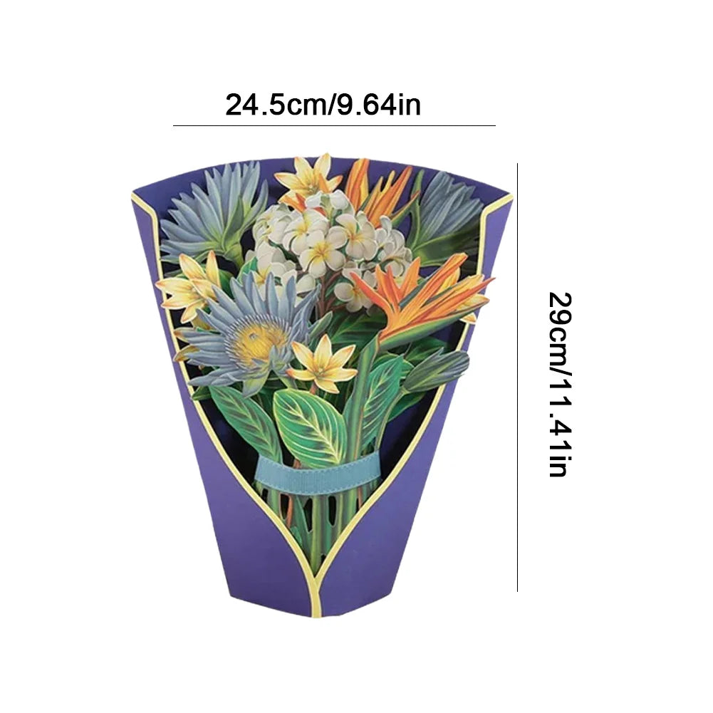 3D Pop-Up Flower Bouquet Greeting Card – Handmade Floral Card for Birthdays, Weddings, Mother's Day, Thank You & Special Occasions