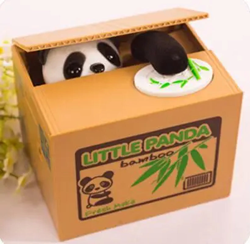 Cute Panda Stealing Coin Bank – Automatic Money Saving Piggy Bank for Kids, Fun Coin-Eating Money Box Gift