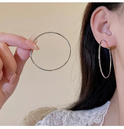 925 Sterling Silver Hoop Earrings – Lightweight Hypoallergenic 50mm Thin Hoops for Women