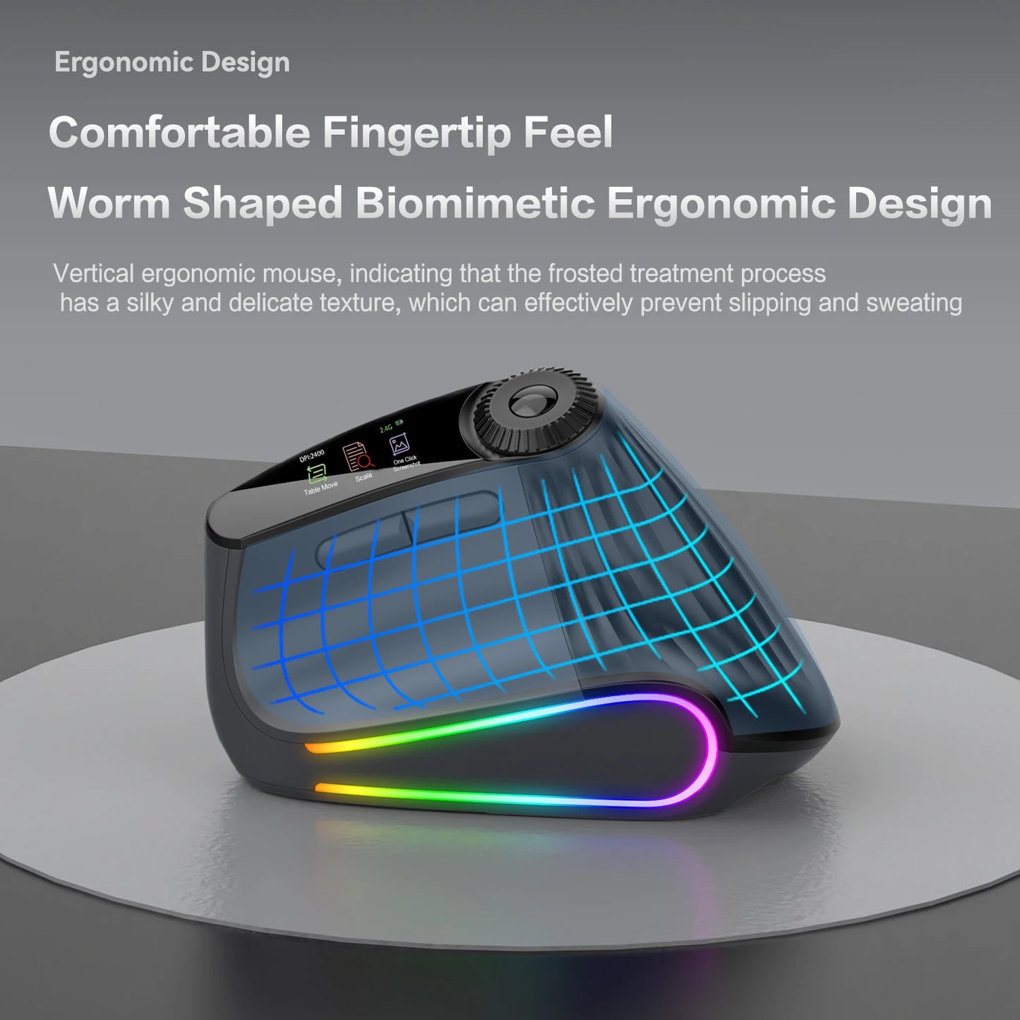 RGB Wireless Ergonomic Vertical Mouse – Bluetooth & USB Rechargeable Silent Click Mouse with RGB Backlit & Scroll Wheel