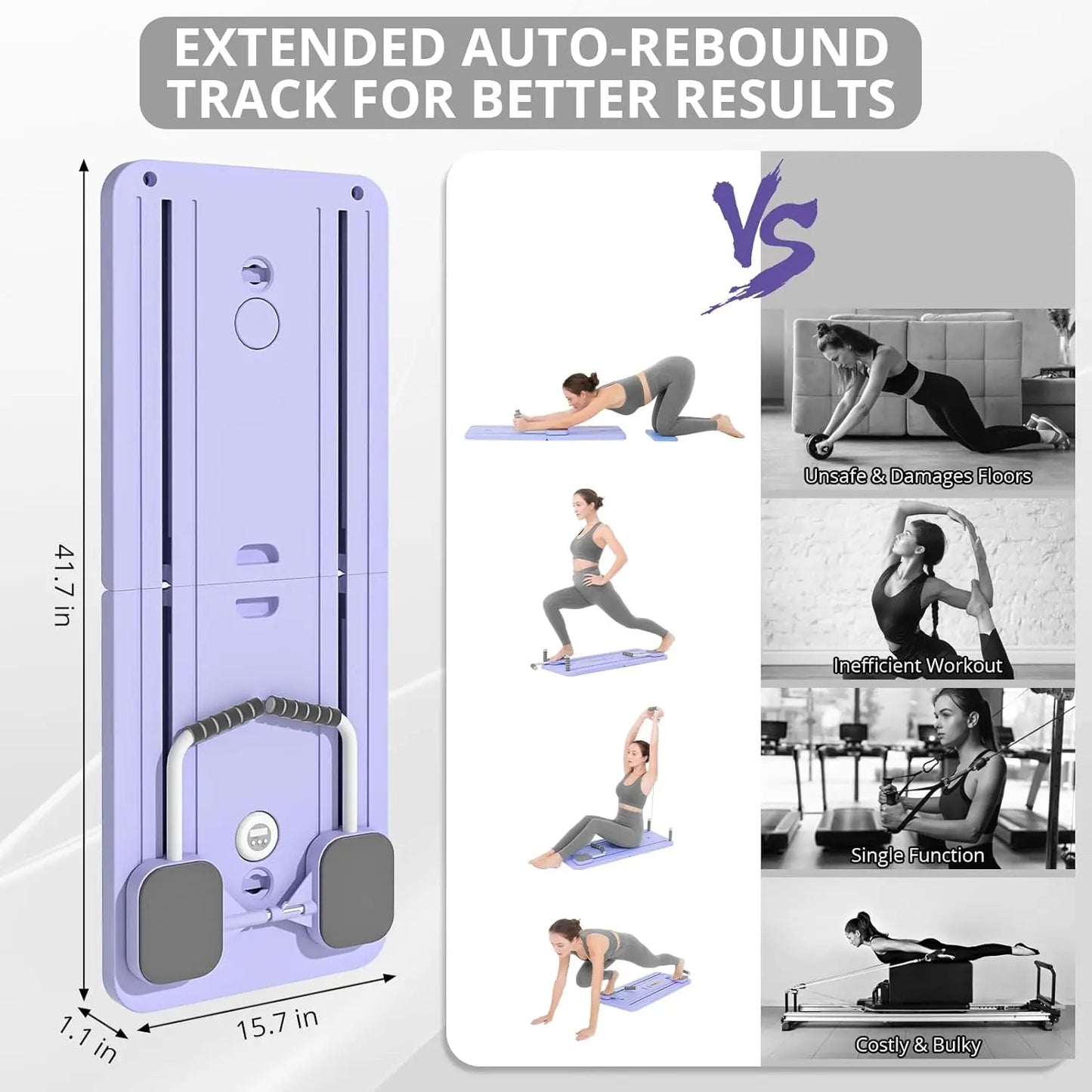 UMAY 5-in-1 Foldable Pilates Board Set – Multifunctional Home Fitness Equipment with Pilates Board, Resistance Bands & Yoga Socks