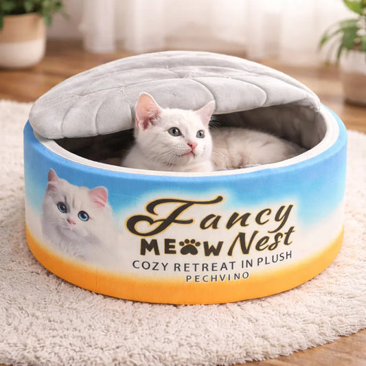 Covered Cat Bed – Cozy Plush Cave Bed with Soft Hooded Hideaway for Indoor Cats & Kittens (19.7")