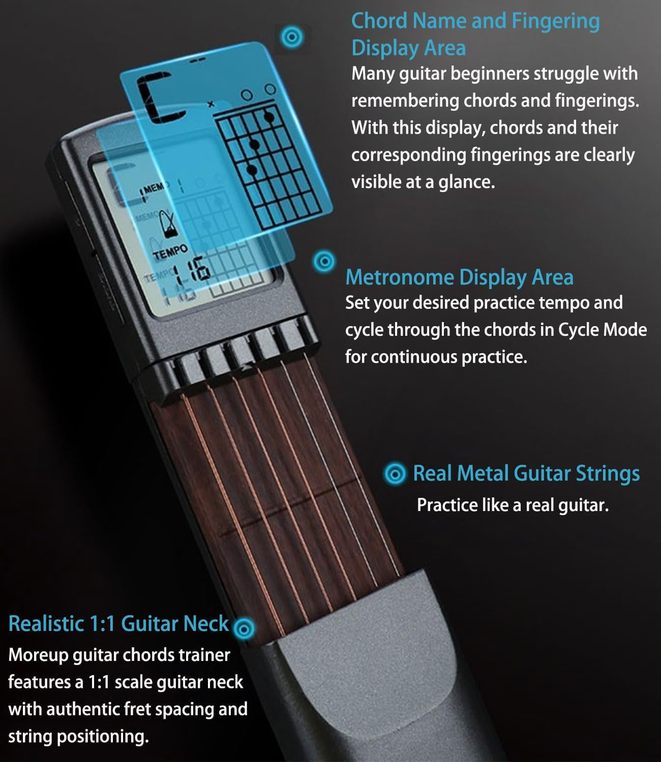 Pocket Guitar Chord Trainer – Portable Guitar Practice Tool with Rotating Chord Chart for Beginners & Travel