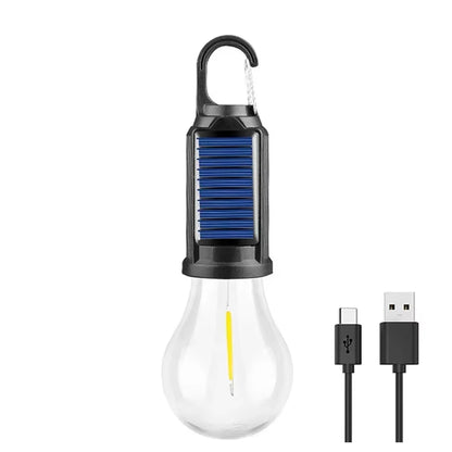 LED Solar Camping Lantern – USB Rechargeable Dimmable Tent Light with Hanging Hook for Hiking, Camping & Emergency Use