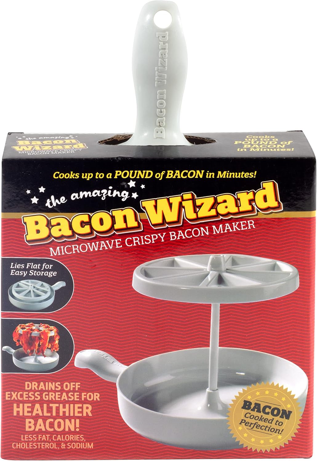Microwave Bacon Cooker with Grease Draining Tray – Crispy Bacon Maker, Dishwasher Safe, Cooks Up to 1 lb