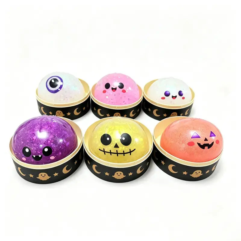 Cute Halloween Ghost Squishy Toy Set – Portable Stress Relief Squeeze Toys for Kids & Adults, Party Favors & Holiday Gifts