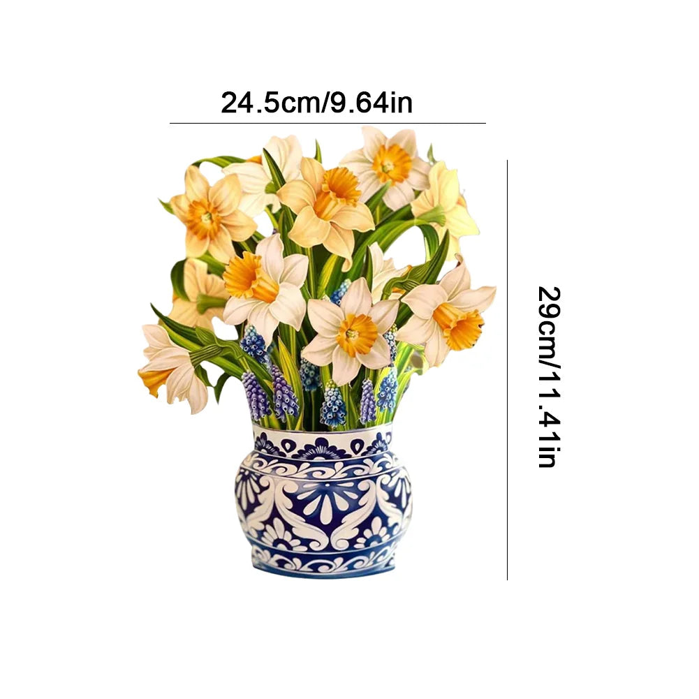 3D Pop-Up Flower Bouquet Greeting Card – Handmade Floral Card for Birthdays, Weddings, Mother's Day, Thank You & Special Occasions