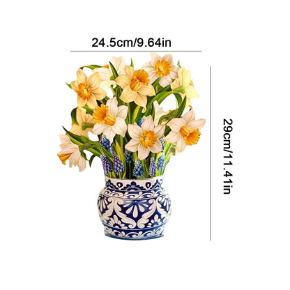 3D Pop-Up Flower Bouquet Greeting Card – Handmade Floral Card for Birthdays, Weddings, Mother's Day, Thank You & Special Occasions