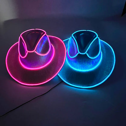LED Light-Up Bride Cowgirl Hat – Pearlescent Glowing Cowboy Cap for Bachelorette Parties, Bridal Showers & Festivals