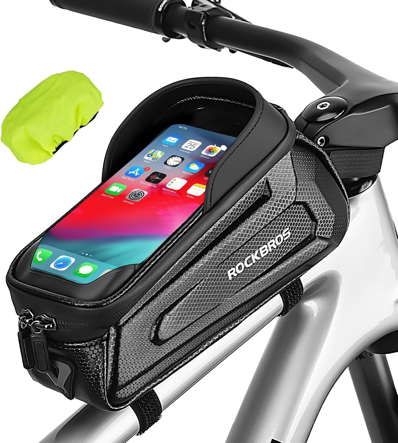Waterproof Bike Phone Bag – EVA Hard Shell Bicycle Frame Bag with 6.8" Touchscreen, Dual Storage Pockets & Reflective Design