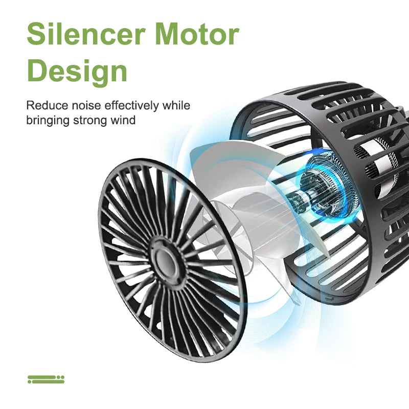 360° Dual Head Car Cooling Fan – USB Rechargeable 3-Speed Adjustable Seat Back Fan for Cars, Home & Office