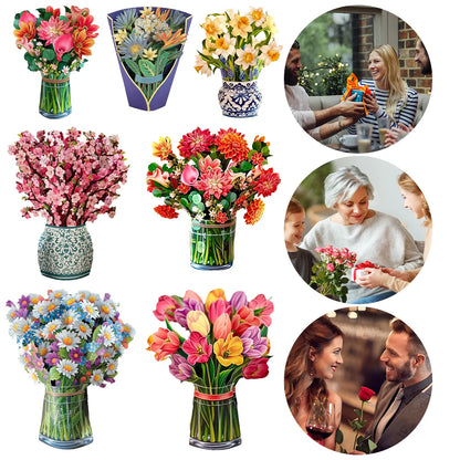 3D Pop-Up Flower Bouquet Greeting Card – Handmade Floral Card for Birthdays, Weddings, Mother's Day, Thank You & Special Occasions