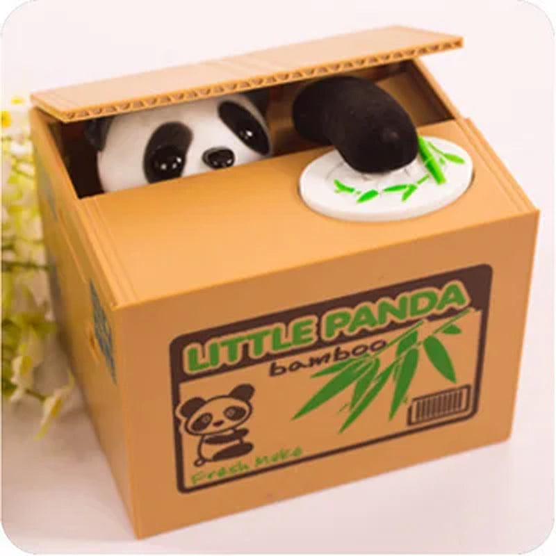 Cute Panda Stealing Coin Bank – Automatic Money Saving Piggy Bank for Kids, Fun Coin-Eating Money Box Gift