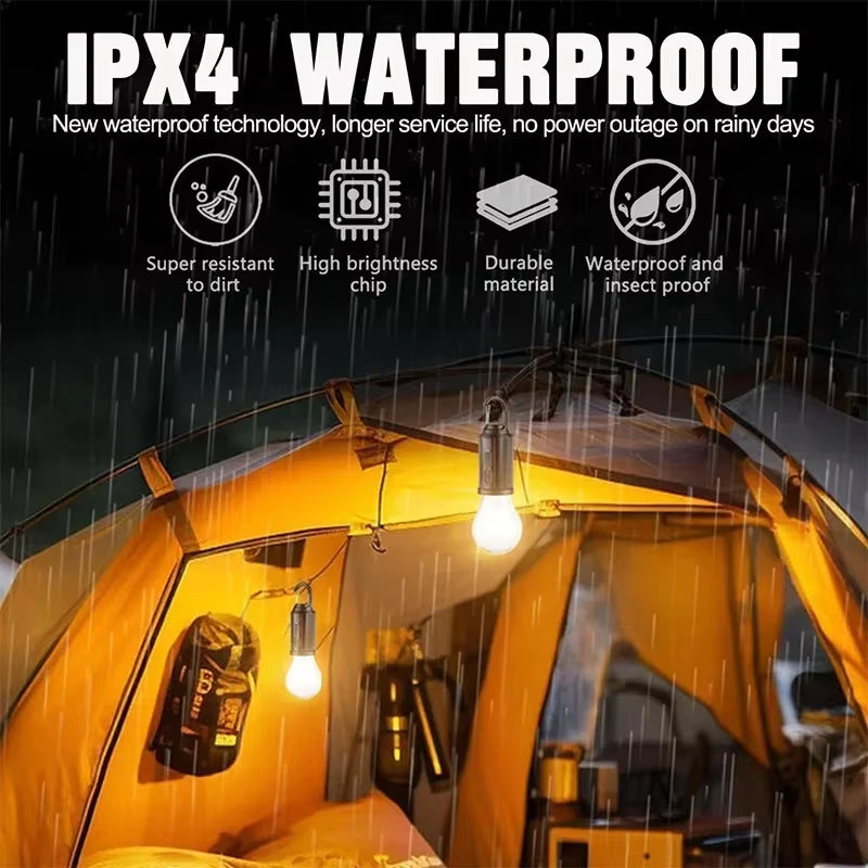 LED Solar Camping Lantern – USB Rechargeable Dimmable Tent Light with Hanging Hook for Hiking, Camping & Emergency Use