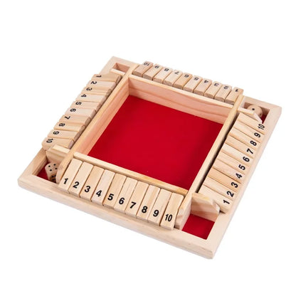 Shut the Box Wooden Dice Board Game – 4 Player Family Strategy Game with Wooden Flaps & Dice, Fun Party, Pub & Bar Tabletop Game for Kids & Adults