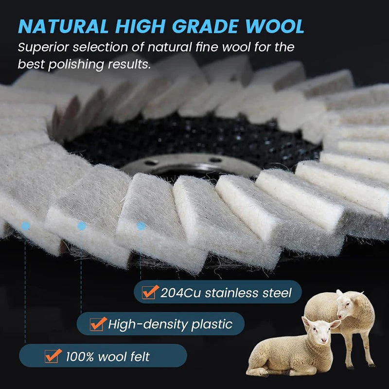 2PCS Premium Wool Felt Polishing Wheel Pads – Buffing Disc Set for Metal, Marble, Stone & Fine Surface Finishing