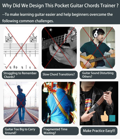 Pocket Guitar Chord Trainer – Portable Guitar Practice Tool with Rotating Chord Chart for Beginners & Travel