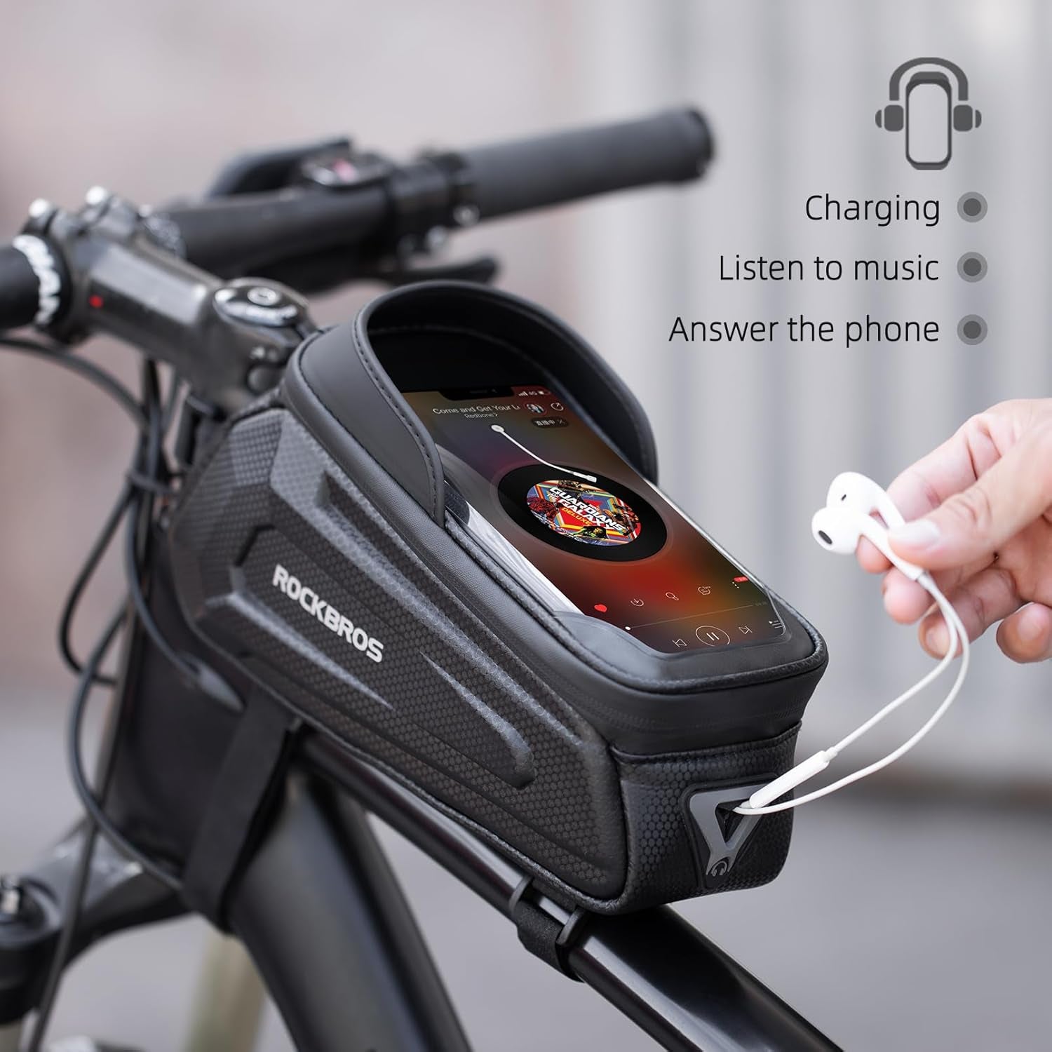 Waterproof Bike Phone Bag – EVA Hard Shell Bicycle Frame Bag with 6.8" Touchscreen, Dual Storage Pockets & Reflective Design