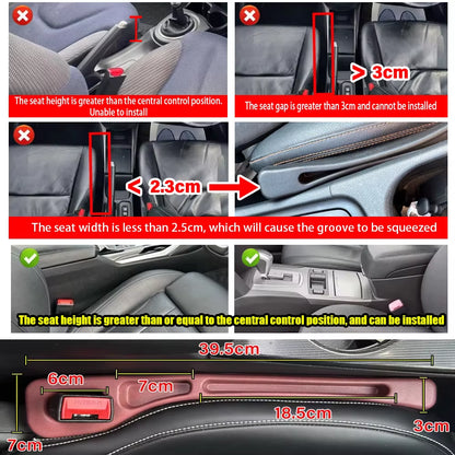 Universal Car Seat Gap Filler – Leak-Proof Side Seat Organizer for Phones, Wallets, Keys & Small Items