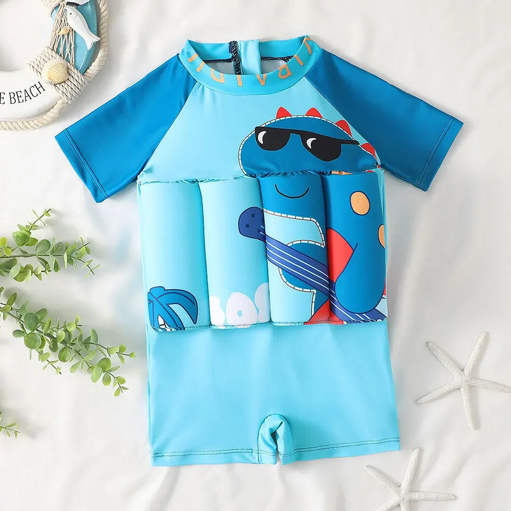 Kids Buoyancy Swimsuit – Cartoon Print One-Piece Floating Swimwear with Built-In Floatation for Boys & Girls