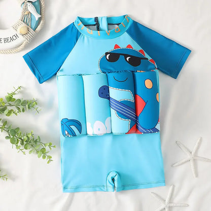 Kids Buoyancy Swimsuit – Cartoon Print One-Piece Floating Swimwear with Built-In Floatation for Boys & Girls