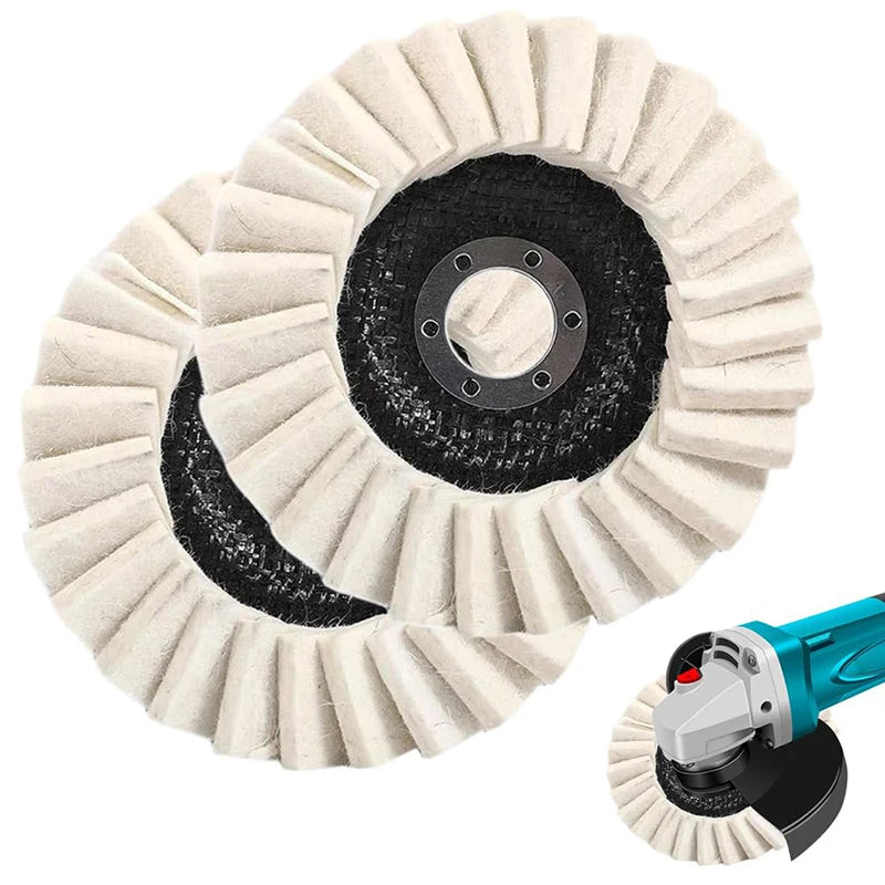 2PCS Premium Wool Felt Polishing Wheel Pads – Buffing Disc Set for Metal, Marble, Stone & Fine Surface Finishing