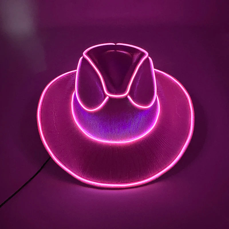 LED Light-Up Bride Cowgirl Hat – Pearlescent Glowing Cowboy Cap for Bachelorette Parties, Bridal Showers & Festivals