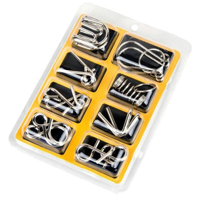 8PCS Metal Wire Puzzle Set – Brain Teaser IQ Challenge Disentanglement & Unlock Puzzles for Kids & Adults | Educational Mind Game Gift