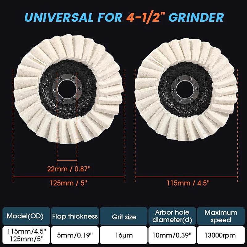 2PCS Premium Wool Felt Polishing Wheel Pads – Buffing Disc Set for Metal, Marble, Stone & Fine Surface Finishing