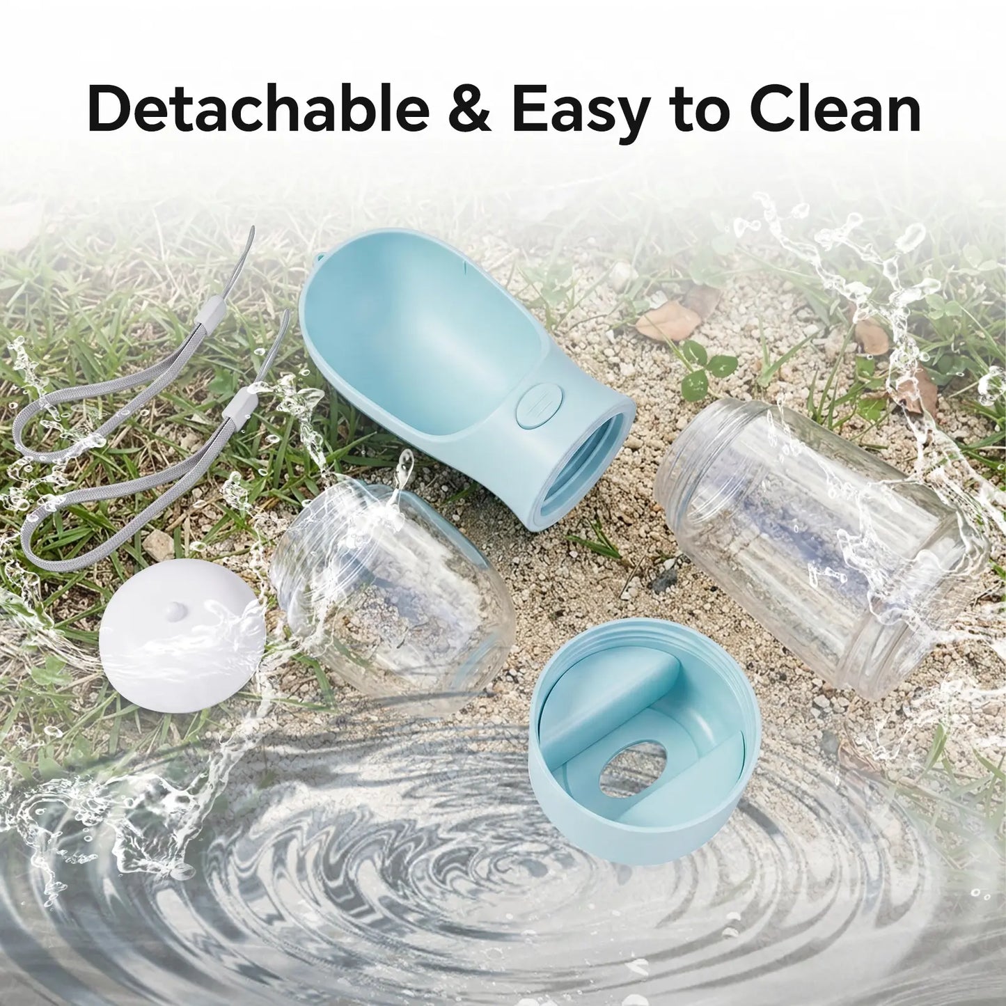3-in-1 Portable Dog Water Bottle – Leak-Proof Travel Water & Food Container with Built-In Poop Bag Dispenser with 2 Rolls Waste Bags (30 Pcs Total)
