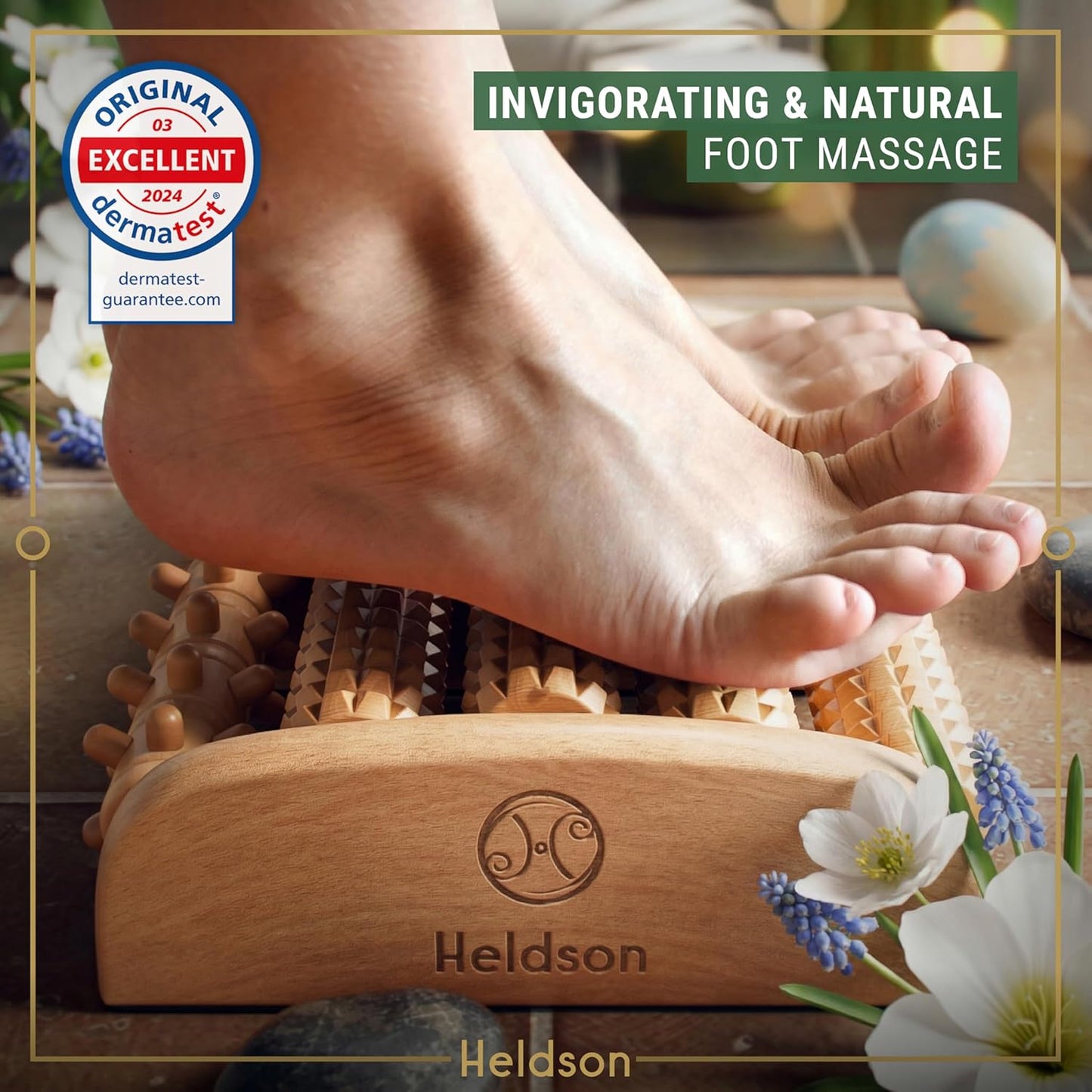 Premium Wooden Foot Massager Roller – Relieve Plantar Fasciitis, Heel Pain & Foot Fatigue – Dual Reflexology Acupressure Massage Tool