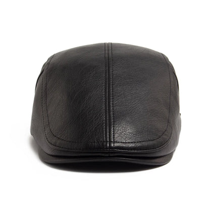 Vintage PU Leather Newsboy Beret Cap – Warm Autumn & Winter Unisex Visor Hat for Men & Women