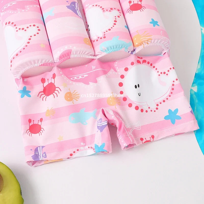 Kids Buoyancy Swimsuit – Cartoon Print One-Piece Floating Swimwear with Built-In Floatation for Boys & Girls