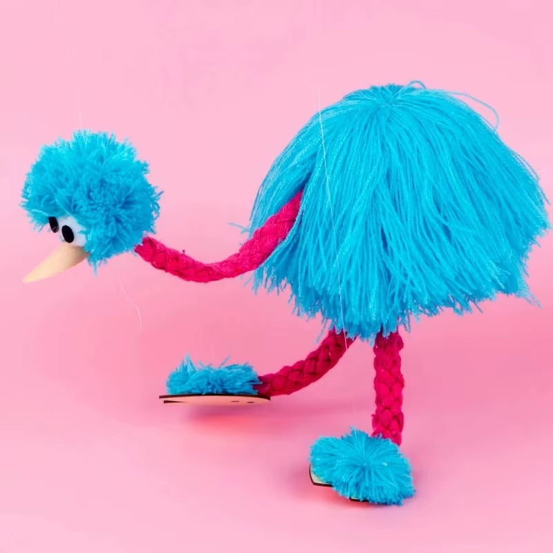 Puppet Ostrich Magic Tricks Handicraft Vintage Wire-Controlled Puppetry Interactive Educational Toys for Children