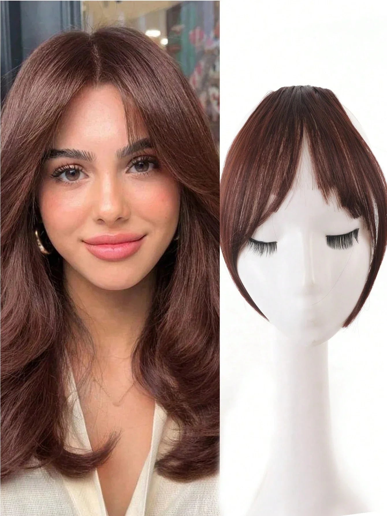 Clip-In Bangs Hair Extensions – Natural-Looking Synthetic Middle Part & French Side Bangs for Women