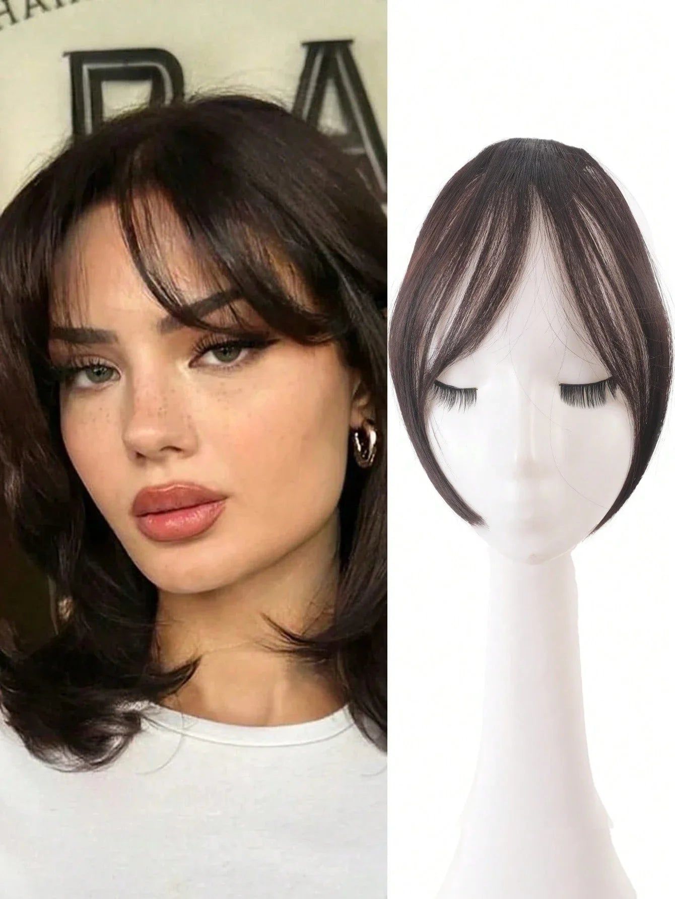 Clip-In Bangs Hair Extensions – Natural-Looking Synthetic Middle Part & French Side Bangs for Women