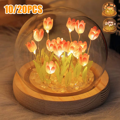 DIY Tulip LED Night Light – Handmade Battery-Operated Tulip Flower Table Lamp for Bedroom, Bedside & Home Decor (10/20 PCS)