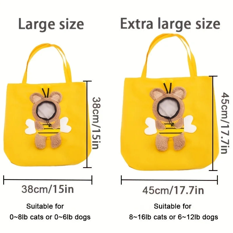 Bee-Shaped Pet Carrier Bag – Portable Canvas Shoulder Tote for Cats, Puppies & Small Pets