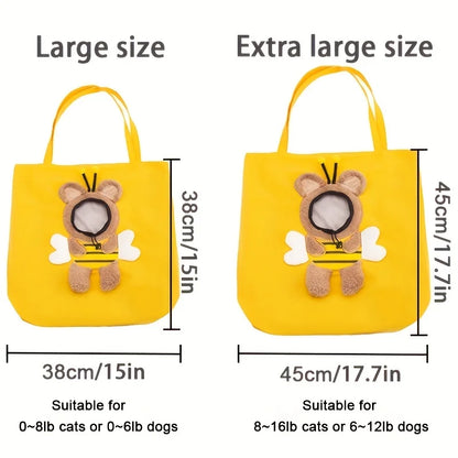 Bee-Shaped Pet Carrier Bag – Portable Canvas Shoulder Tote for Cats, Puppies & Small Pets