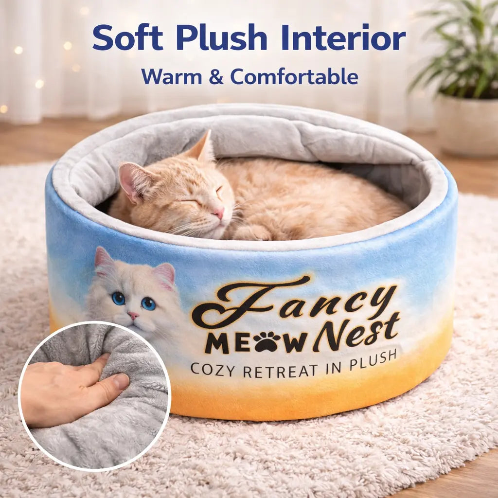 Covered Cat Bed – Cozy Plush Cave Bed with Soft Hooded Hideaway for Indoor Cats & Kittens (19.7")