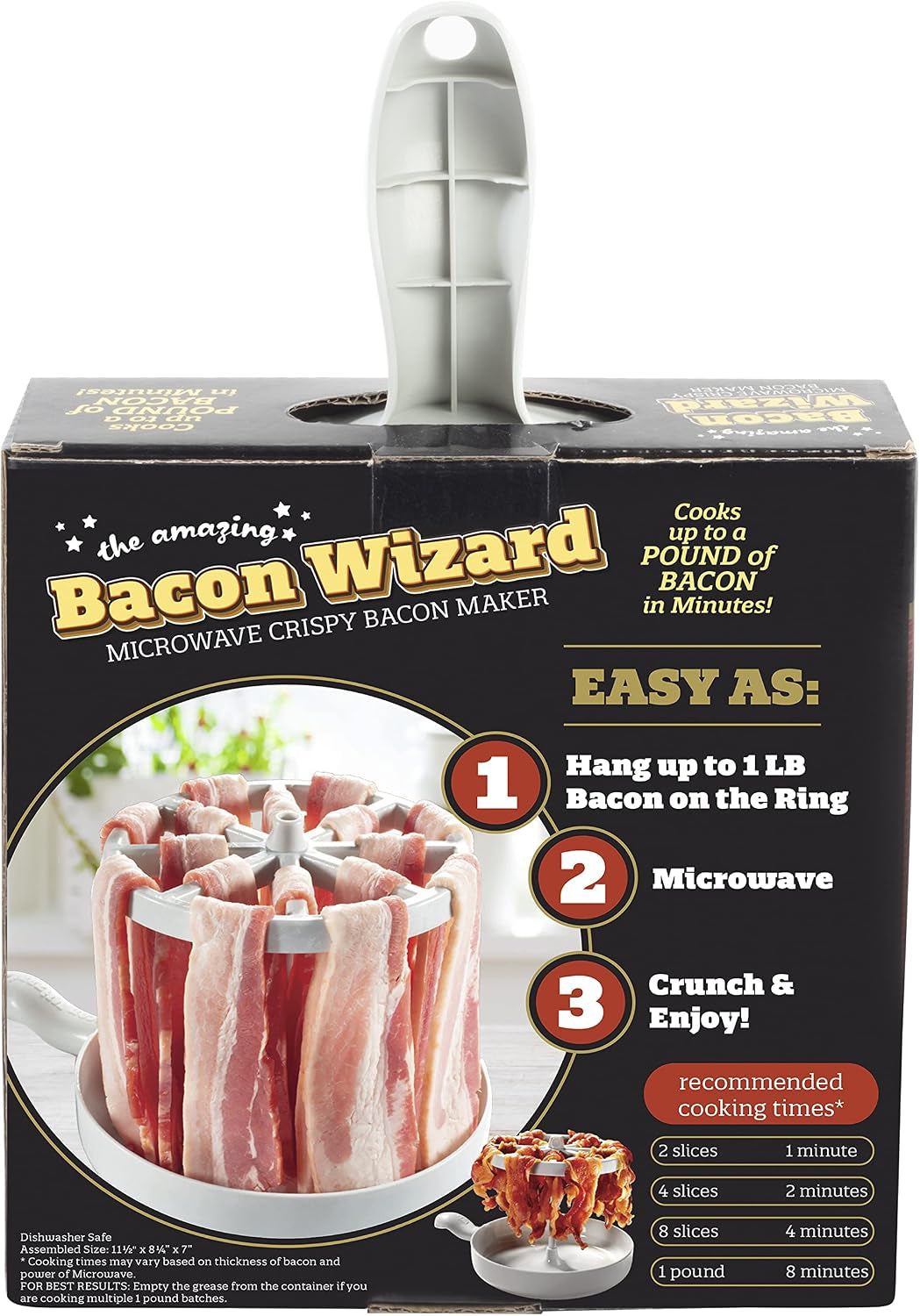 Microwave Bacon Cooker with Grease Draining Tray – Crispy Bacon Maker, Dishwasher Safe, Cooks Up to 1 lb
