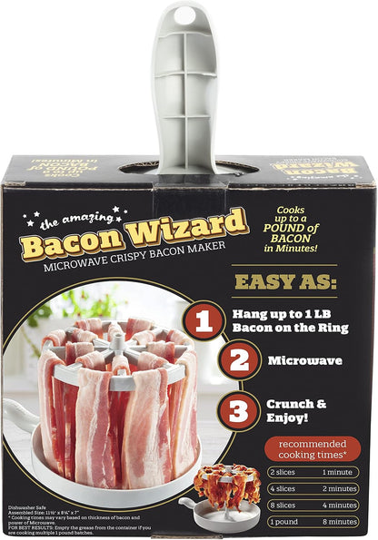 Microwave Bacon Cooker with Grease Draining Tray – Crispy Bacon Maker, Dishwasher Safe, Cooks Up to 1 lb