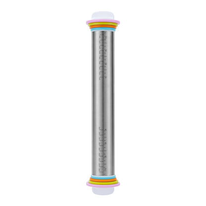 13.78" Stainless Steel Adjustable Rolling Pin with Removable Thickness Rings – Precision Dough Roller for Pizza, Cookies & Baking