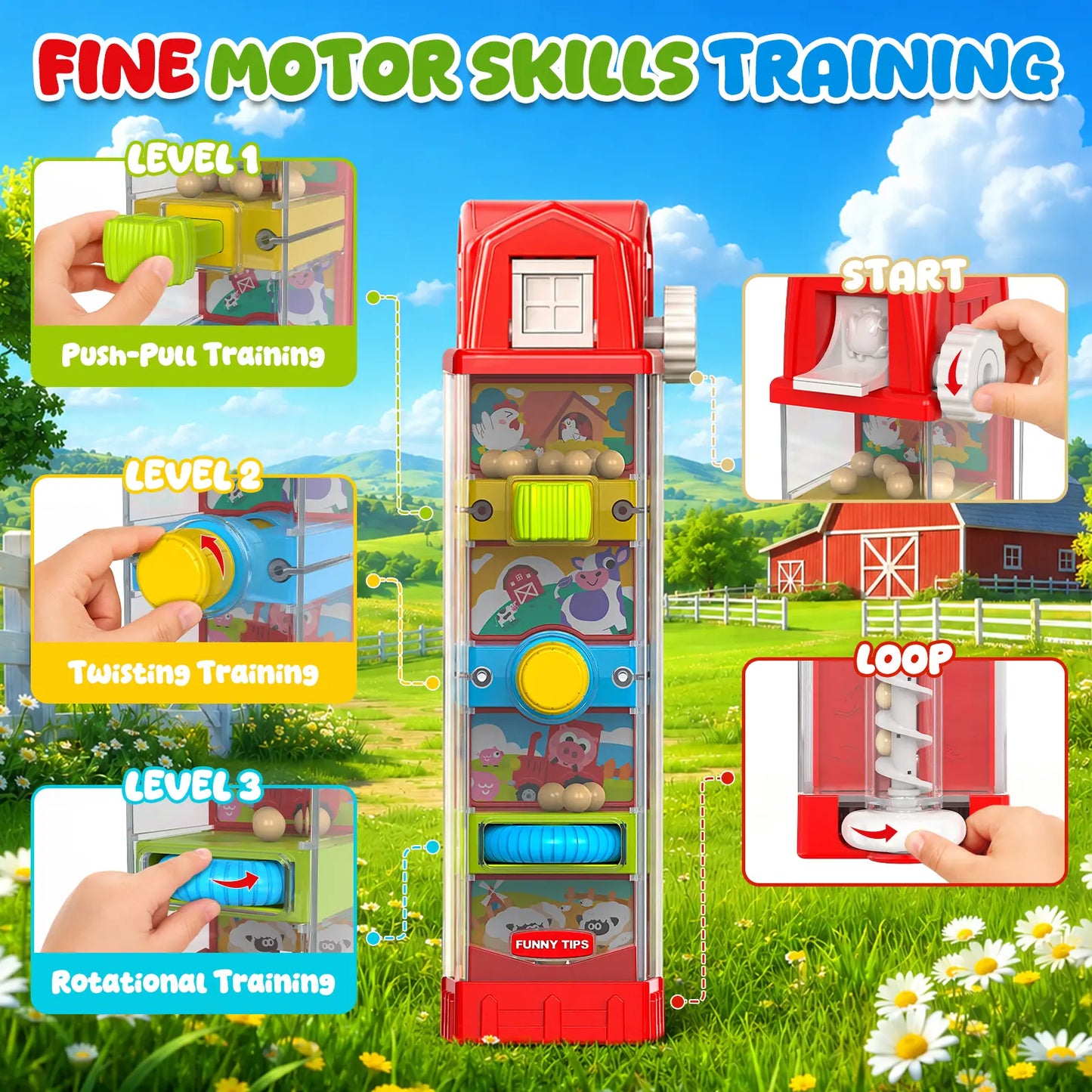 Montessori Farm Egg Drop Toy for Toddlers Ages 2–4 – Fine Motor Learning Activity, Cause & Effect Educational Toy, Quiet Travel Gift for Boys & Girls