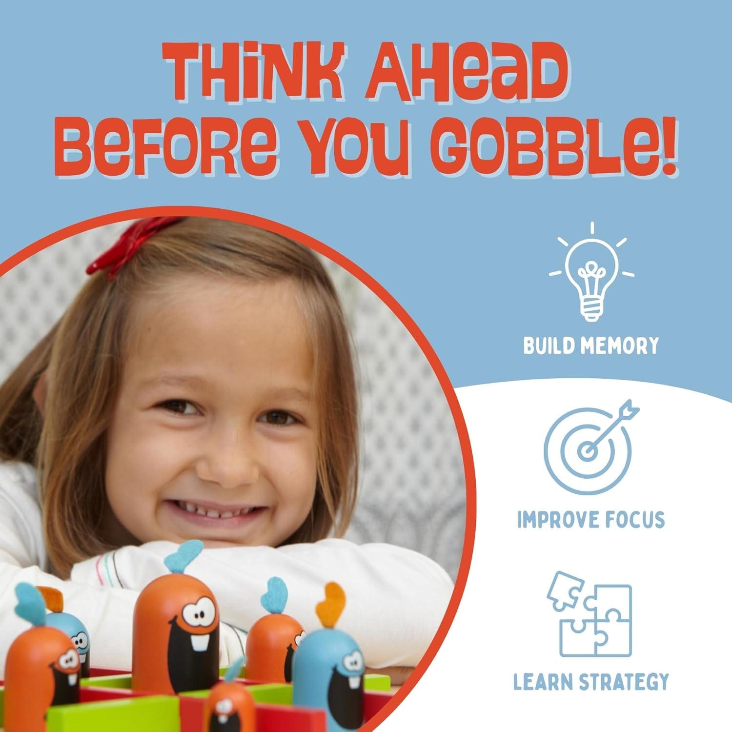 Gobblet Gobblers Tic Tac Toe Strategy Board Game – Fun Family Game for Kids & Adults, Educational STEM Puzzle, Award-Winning Plastic Game