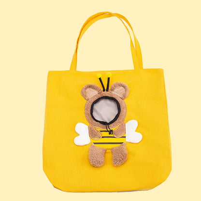 Bee-Shaped Pet Carrier Bag – Portable Canvas Shoulder Tote for Cats, Puppies & Small Pets