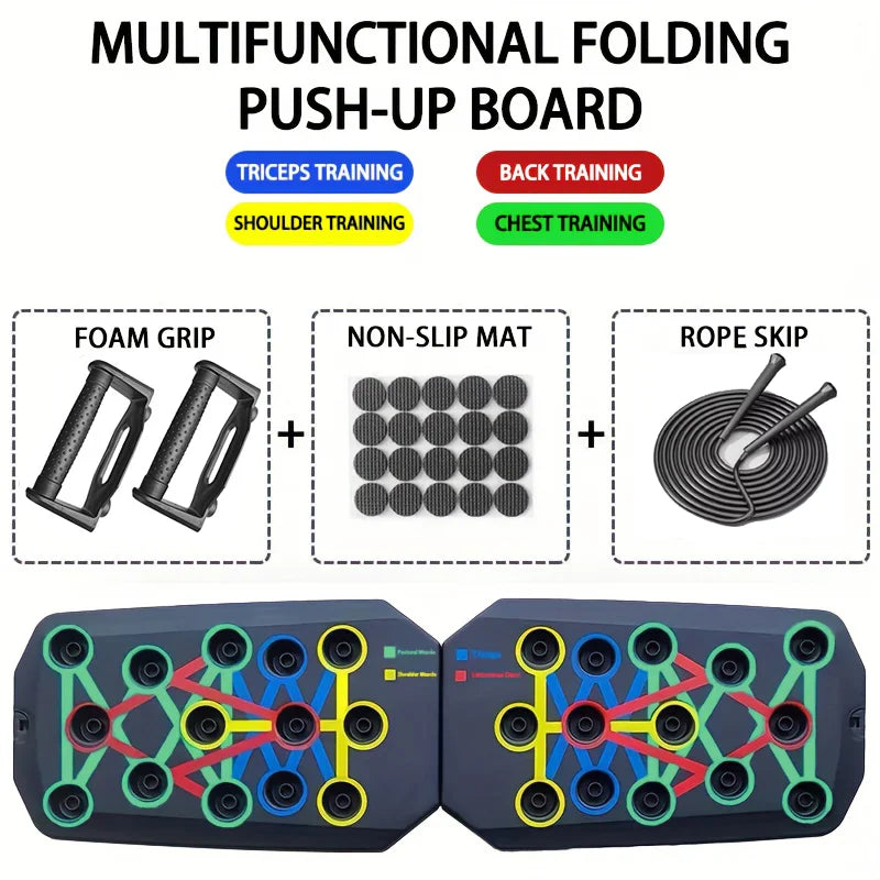 Foldable Push-Up Board Set – Portable Multi-Function Fitness Trainer with Handles for Chest, Arms, Back & Core Workouts