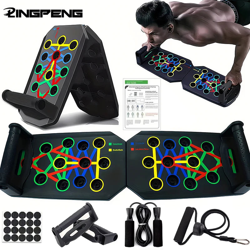 Foldable Push-Up Board Set – Portable Multi-Function Fitness Trainer with Handles for Chest, Arms, Back & Core Workouts